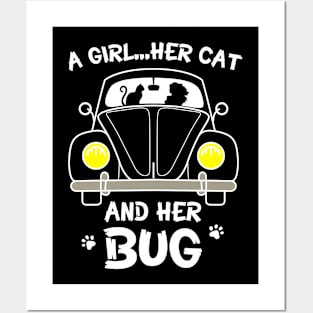 A Girl Her Cat and Her Bug Posters and Art